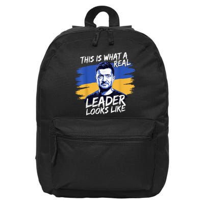 This Is What A Real Leader Looks Like Support Zelensky 16 in Basic Backpack