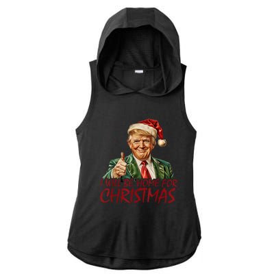 Trump I Will Be Home For Christmas Ladies PosiCharge Tri-Blend Wicking Draft Hoodie Tank