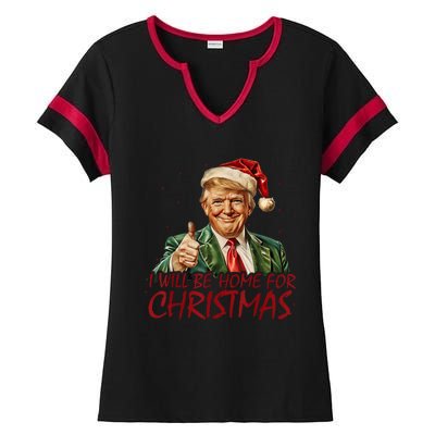 Trump I Will Be Home For Christmas Ladies Halftime Notch Neck Tee