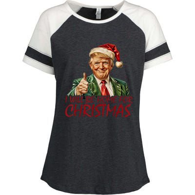 Trump I Will Be Home For Christmas Enza Ladies Jersey Colorblock Tee