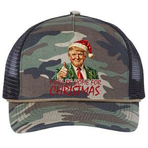 Trump I Will Be Home For Christmas Retro Rope Trucker Hat Cap