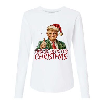 Trump I Will Be Home For Christmas Womens Cotton Relaxed Long Sleeve T-Shirt