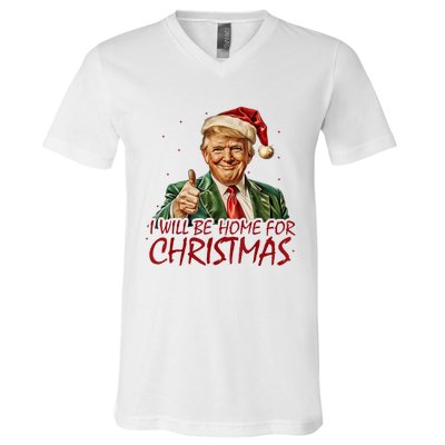 Trump I Will Be Home For Christmas V-Neck T-Shirt