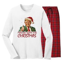 Trump I Will Be Home For Christmas Women's Long Sleeve Flannel Pajama Set 