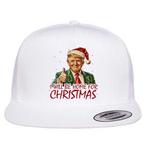 Trump I Will Be Home For Christmas Flat Bill Trucker Hat