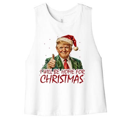 Trump I Will Be Home For Christmas Women's Racerback Cropped Tank