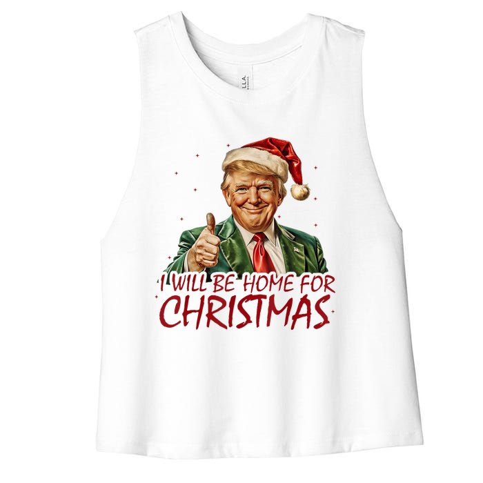 Trump I Will Be Home For Christmas Women's Racerback Cropped Tank