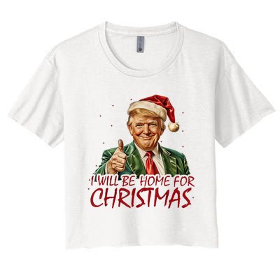 Trump I Will Be Home For Christmas Women's Crop Top Tee