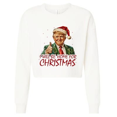 Trump I Will Be Home For Christmas Cropped Pullover Crew