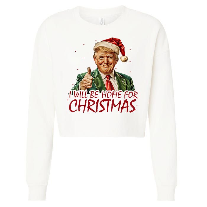 Trump I Will Be Home For Christmas Cropped Pullover Crew