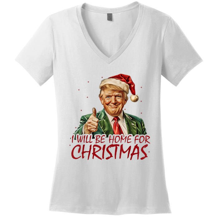 Trump I Will Be Home For Christmas Women's V-Neck T-Shirt