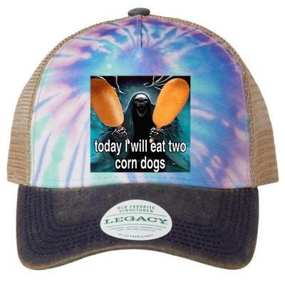 Today I Will Eat Two Corn Dogs Meme Silly Legacy Tie Dye Trucker Hat