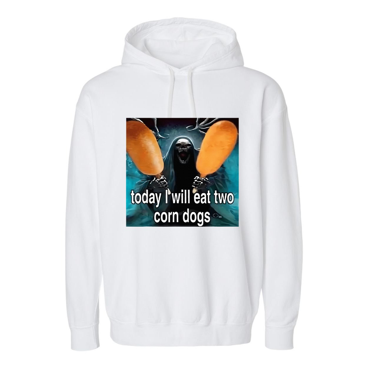 Today I Will Eat Two Corn Dogs Meme Silly Garment-Dyed Fleece Hoodie
