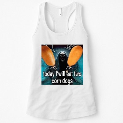 Today I Will Eat Two Corn Dogs Meme Silly Womens Tank Top