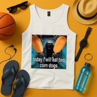 Today I Will Eat Two Corn Dogs Meme Silly Tank Top