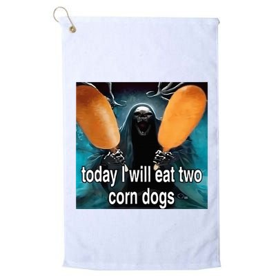 Today I Will Eat Two Corn Dogs Meme Silly Golf Towel
