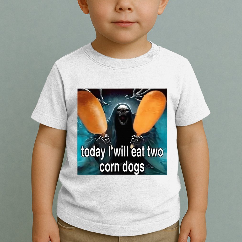 Today I Will Eat Two Corn Dogs Meme Silly Toddler T-Shirt