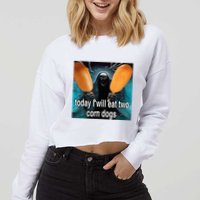Today I Will Eat Two Corn Dogs Meme Silly Cropped Pullover Crew