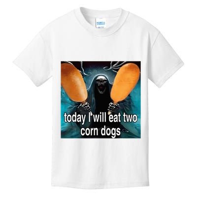 Today I Will Eat Two Corn Dogs Meme Silly Kids T-Shirt