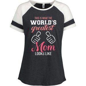 This Is What World's Greatest Mom Looks Like Mother's Day Enza Ladies Jersey Colorblock Tee