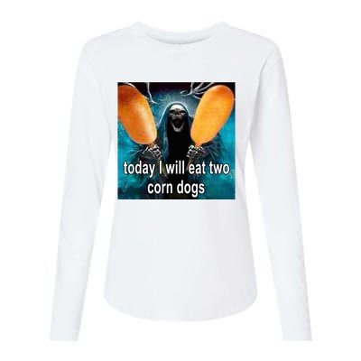 Today I Will Eat Two Corn Dogs Womens Cotton Relaxed Long Sleeve T-Shirt