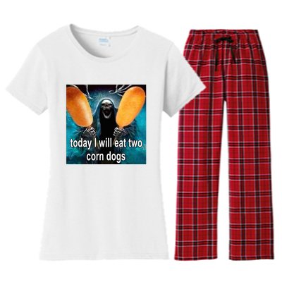 Today I Will Eat Two Corn Dogs Women's Flannel Pajama Set