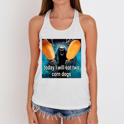 Today I Will Eat Two Corn Dogs Women's Knotted Racerback Tank