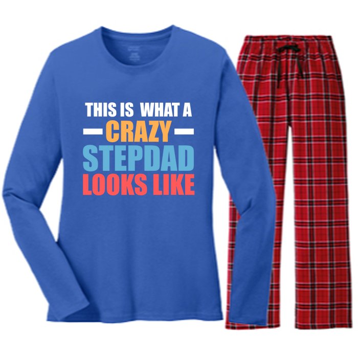 This Is What A Crazy Stepdad Looks Like Stepdad Gift Women's Long Sleeve Flannel Pajama Set 