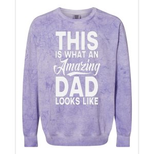 This Is What An Amazing Dad Looks Like Funny Fathers Day Colorblast Crewneck Sweatshirt