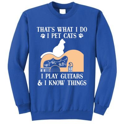 That Is What I Do Funny Gifti Pet Cats I Play Guitars And Know Things Cool Gift Tall Sweatshirt