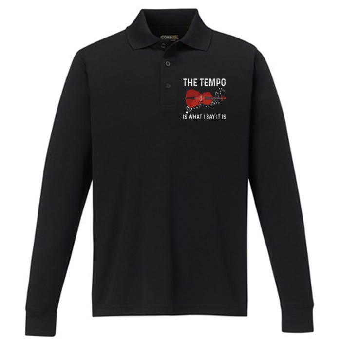 Tempo Is What I Say It Is Jazz Contrabass Double Bass Performance Long Sleeve Polo