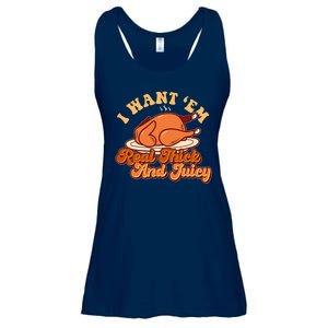 Thanksgiving I Want Em Real Thick And Juicy Ladies Essential Flowy Tank