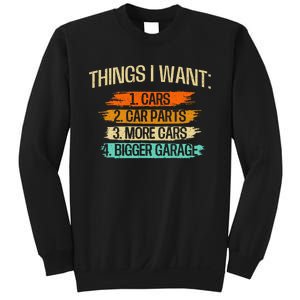 Things I Want Car Parts Enthusiast Auto Mechanic Engine Sweatshirt