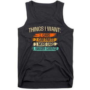 Things I Want Car Parts Enthusiast Auto Mechanic Engine Tank Top