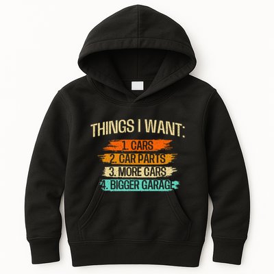 Things I Want Car Parts Enthusiast Auto Mechanic Engine Kids Hoodie