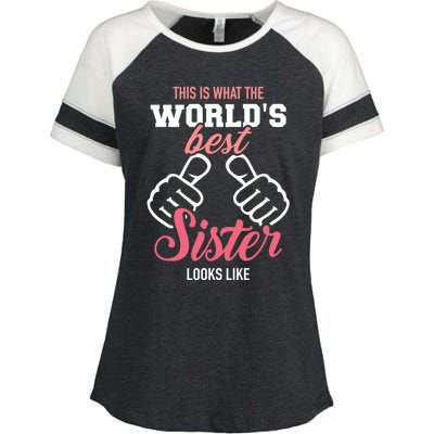 This Is What The WorldS Best Sister Looks Like Gift Enza Ladies Jersey Colorblock Tee