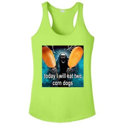 Today I Will Eat Two Corn Dogs Meme Ladies PosiCharge Competitor Racerback Tank