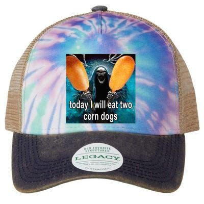 Today I Will Eat Two Corn Dogs Meme Legacy Tie Dye Trucker Hat