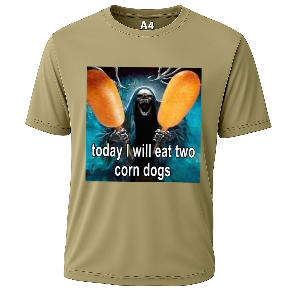 Today I Will Eat Two Corn Dogs Meme Cooling Performance Crew T-Shirt