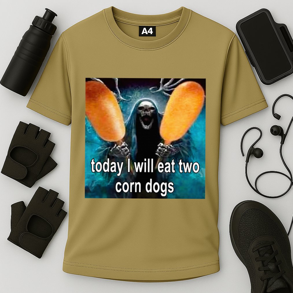Today I Will Eat Two Corn Dogs Meme Cooling Performance Crew T-Shirt