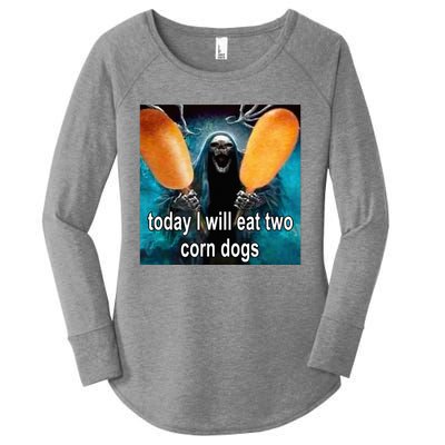 Today I Will Eat Two Corn Dogs Meme Women's Perfect Tri Tunic Long Sleeve Shirt