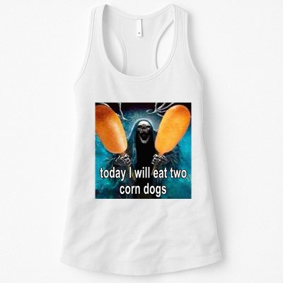 Today I Will Eat Two Corn Dogs Meme Womens Tank Top