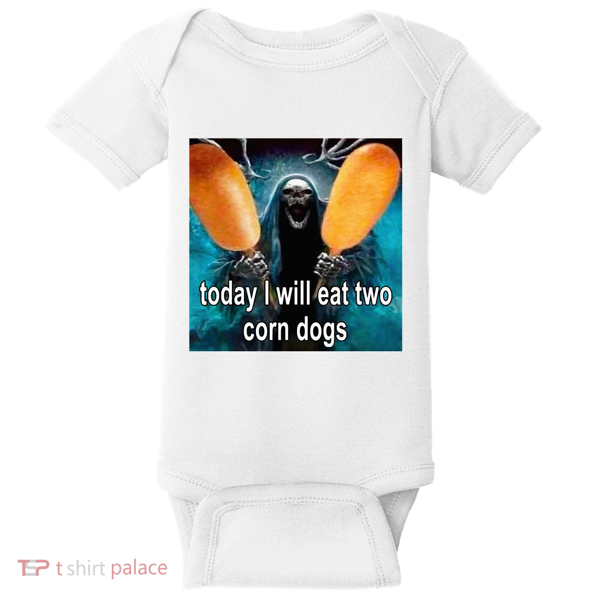 Today I Will Eat Two Corn Dogs Meme Baby Bodysuit
