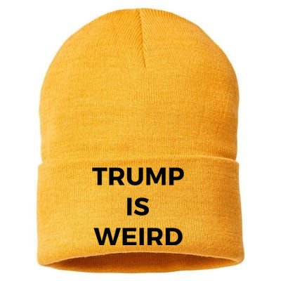 Trump Is Weird Funny Saying Meme Sign Sustainable Knit Beanie