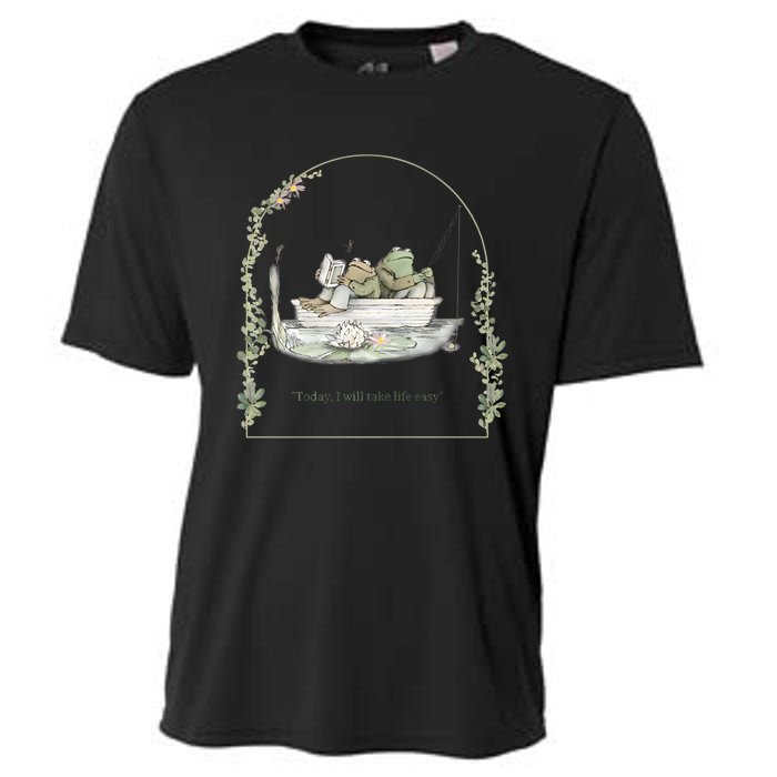 Today I Will Take Life Easy Vintage Frog And Toad Book Lover Cooling Performance Crew T-Shirt