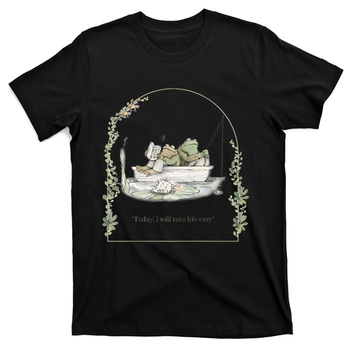 Today I Will Take Life Easy Vintage Frog And Toad Book Lover T-Shirt