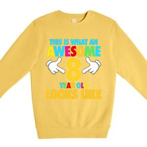 This Is What An Awesome 8 Year Old Looks Like 8th Birthday Premium Crewneck Sweatshirt