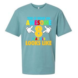 This Is What An Awesome 8 Year Old Looks Like 8th Birthday Sueded Cloud Jersey T-Shirt