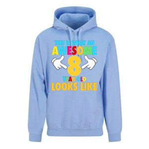 This Is What An Awesome 8 Year Old Looks Like 8th Birthday Unisex Surf Hoodie