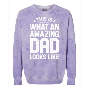 This Is What An Amazing Dad Looks Like Funny Fathers Day Colorblast Crewneck Sweatshirt